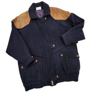 VINTAGE TRENDZ Oversized WOOL COAT Navy,/Brown, Women's 13/14